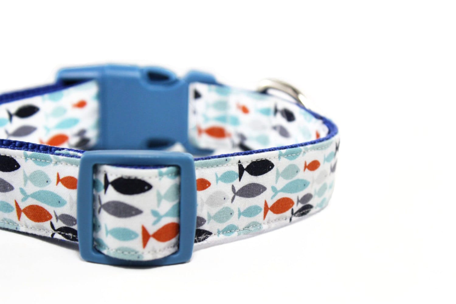 Blue Fish Dog Collar Sea Nautical Beach Dog Collar by dusidog