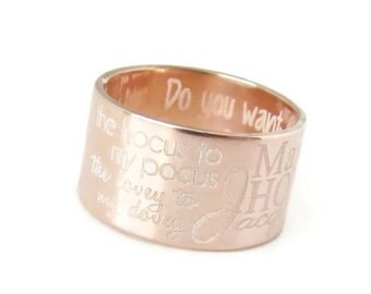 Engraved Rose Gold Inspirational Ring, Personalized Gold Ring, Custom Engraved Ring, Wide Band Ring, Bridesmaid Gift, Mother's Ring, Wedding