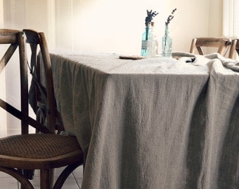 Rustic Rough Stonewashed Linen Tablecloth