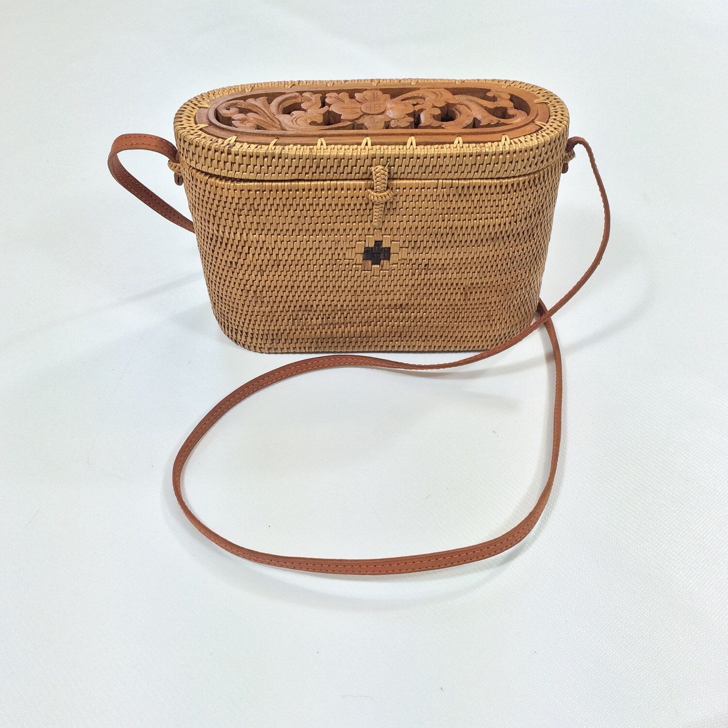 wooden basket bag