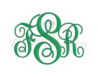 Machine Embroidery Vine Monogram Font In 6 Sizes, 0010