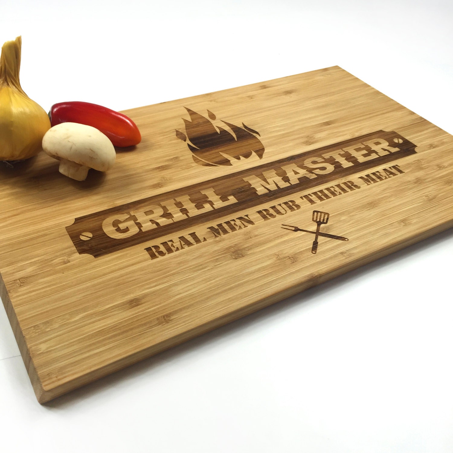 Fathers Day Gift Cutting Board Grill Master Real Men Rub Their