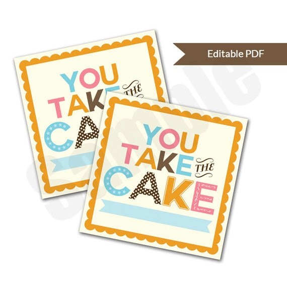 You Take the Cake Teacher Appreciation Card or Birthday Party