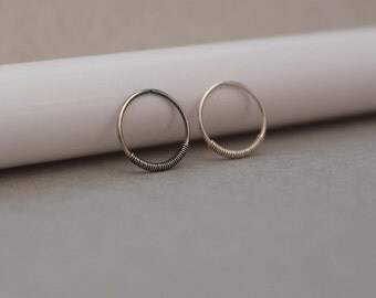 Tiny Hoop. Nose Ring. Sterling Silver Nose Ring. Spring Nose Ring. Tiny Nose Ring Stud. 24 to 18 Gauge. 5 to 12 mm Diameter. Dainty Hoop.