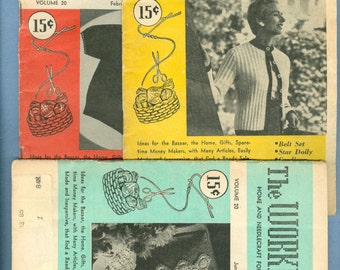 1955 The Workbasket Magazine, 3 Issues: Feb 1955, May 1955, Jun 1955 - Vintage The Workbasket Magazine Issues