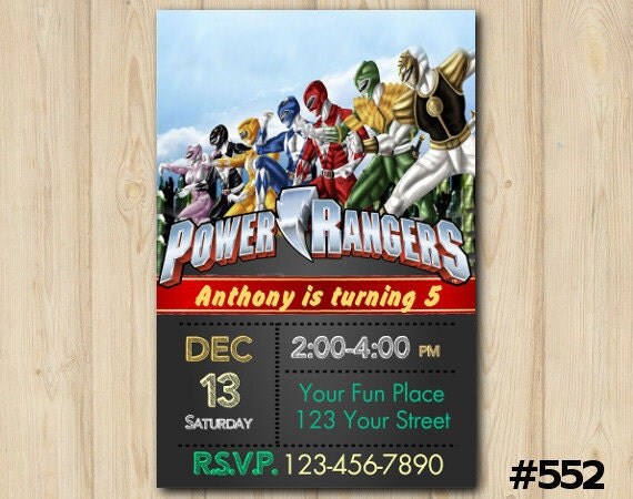 POWER RANGER INVITATION, Power Rangers Birthday, Power Rangers Party ...