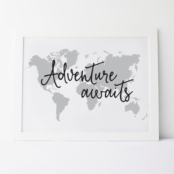 Printable Art Adventure Awaits Wall Print Map Art