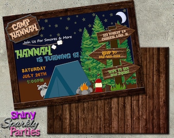 CAMPING BIRTHDAY INVITATION - Camping Birthday Party Invite - Sleepover Birthday Invitation - Camping Invitation - Camping Invite Camp In