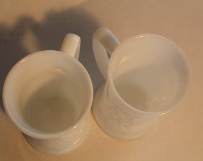 Beer Steins Milk Glass Set of 2 Cups