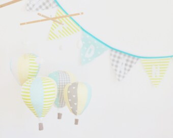 Pastel Baby Mobile, Hot Air Balloon Mobile, Custom Mobile, Nursery Decor, Baby Shower Gift Idea, Personalized Baby Mobile, Made to order