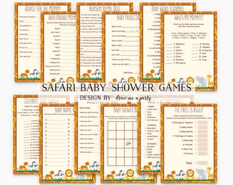 SAFARI Baby Shower GAMES PACK , Safari Bingo , Safari Baby Wishes , Safari Advice , Baby Shower Game Pack , Printable , Instant Download