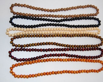 Wood Necklace,Men's Wood Necklace,Wood Beads,Elastic,Black,Brown,Beige,Burgundy,Protection,Yoga Necklace,Meditation,Mens Necklace,Chocker
