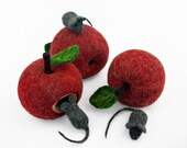 Home decor felted mouse and Apple red. Home decor Apple, season table winter. Mouse needle felted. Felt Apple and felt mouse. Felt fruit