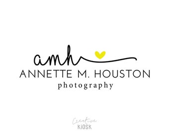 Instant Download Heart Logo. Custom Signature Logo. Photography Logo. Initials Watermark. Etsy Graphics. Scalable PSD Photoshop File. #0496.