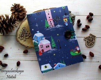 SALE50% Notebook handmade fabric cover, fabric cover notebook, Christmas gift, Personal diary.