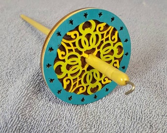 Hand Painted , Walnut and Poplar drop spindle