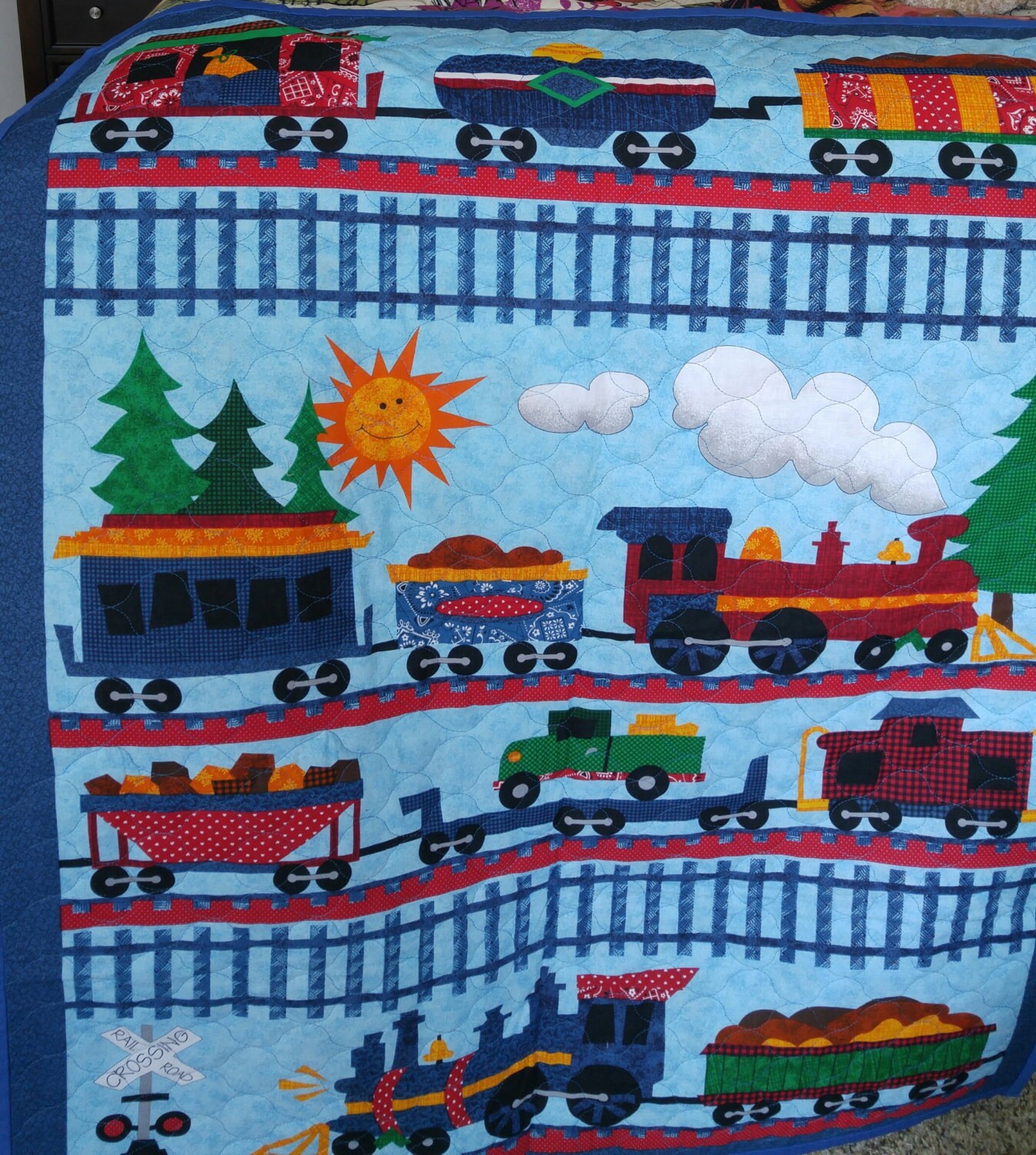 Baby/Toddler Train Quilt Quilt for boys by ColorfulCrafter on Etsy