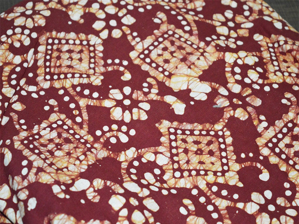  Batik  Print  Fabric Dark Maroon Yellowish Brown batik  fabric