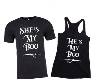 He's My Boo She's My Boo Couples Shirts. Halloween Shirt. Halloween Costume. Halloween T Shirt. Couples Costume. Couples Shirts. Halloween