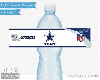 Dallas Cowboys Party Water Labels, Printable Labels, Digital – Customized