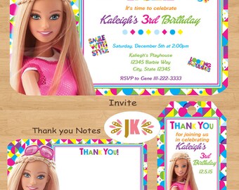 Barbie Printed Birthday Invitations