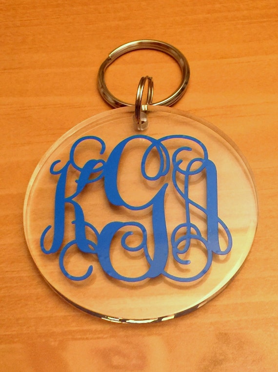 Monogrammed Acrylic Key Ring Personalized Key Ring