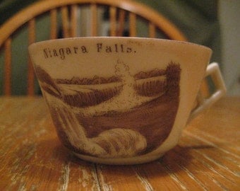 Antique Niagara Falls Souvenir Tea Cup, Chocolate Cup Karlsbad Germany Fine China, Rare 1800's