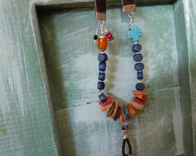 Boho leather & gemstone necklace