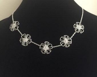 Silver Statement Necklace, Bib Necklace, Choker Statement Necklace, Modern Necklace, Elegant Necklace, Statement, Bridal Jewelry, Wedding