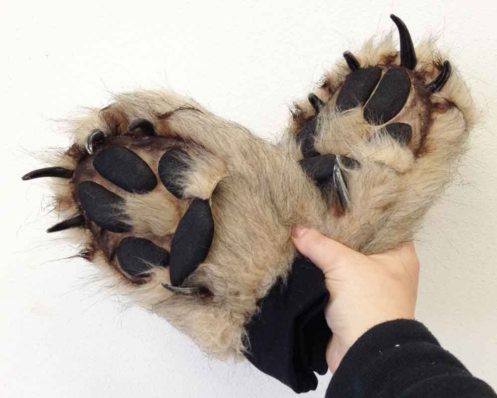 Wolf Paw Gloves. Realistic animal costume feet hands for