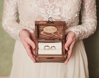 Personalized wedding ring box. Rustic wooden ring box. Rustic ring holder. Ring bearer.