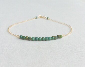 Gold Turquoise Bracelet, 14k Turquoise Bracelet, Turquoise Bracelet, Dainty Turquoise Bracelet, Turquoise Bead Bracelet,14kt Bracelet GBB12