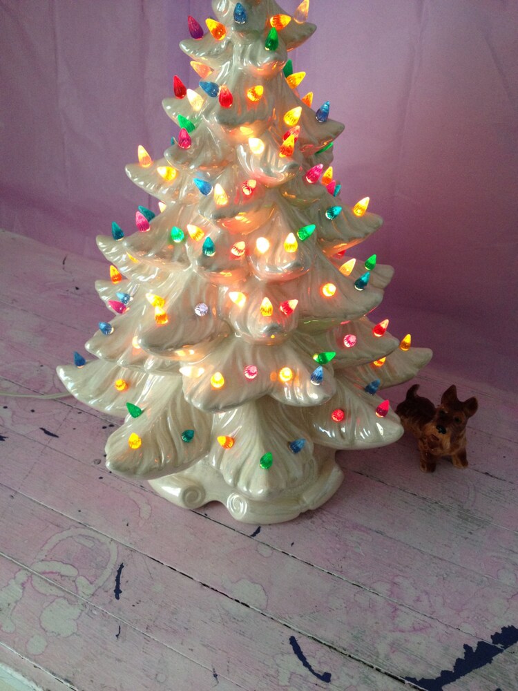 Ceramic Table top Christmas Tree White by DigginForTreasure