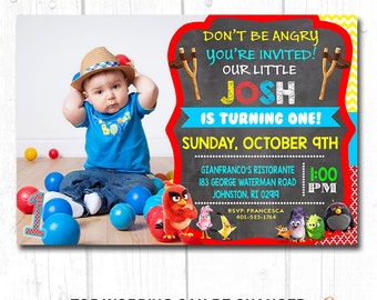Printed Angry Birds Birthday Invitations , Angry Birds Party Supplies, Angry Birds Birthday Party, Angry Birds Invitation