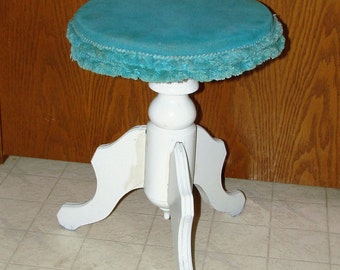 Antique Piano Stool Shabby Cottage BOHO Glam Chippy White Stool