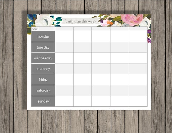 Weekly Calendar Printable Family Plan Printable Schedule