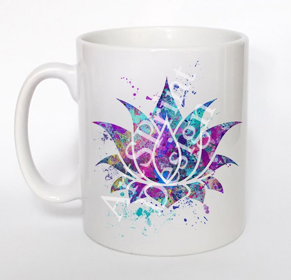 Lotus Flower 2 Mug Lotus Flower Cup Watercolor Art Zen Coffee