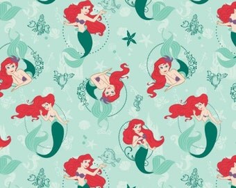 Ariel - The Little Mermaid Fabric by Disney for Camelot Fabrics 85100111 / 1 Yard Cuts, 1/2 Yard Cuts, Fat Quarters