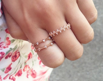 Triangle Band Ring - rose gold band / stacking ring / dainty rose gold ring / layering ring / triangle ring / gifts for her / birthday gift
