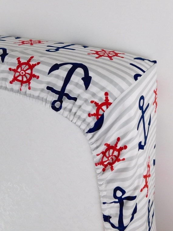 Nautical crib sheet Baby fitted sheet Nautical nursery