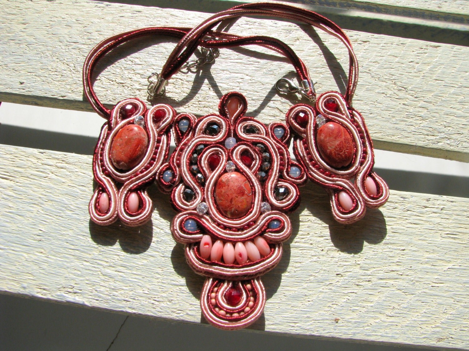 Red Necklace Fashion necklace Red costume jewelry Statement