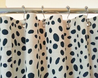 SALE! 89->69 Grommet Shower Curtain with Dalmatian patterned fabric / 72 x 72 / Ready to Ship!