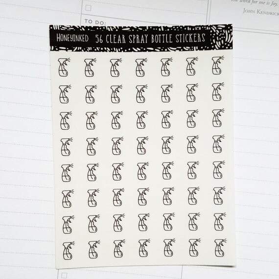 56 Cleaning Stickers Cleaning Planner Stickers Spray by honeyinked