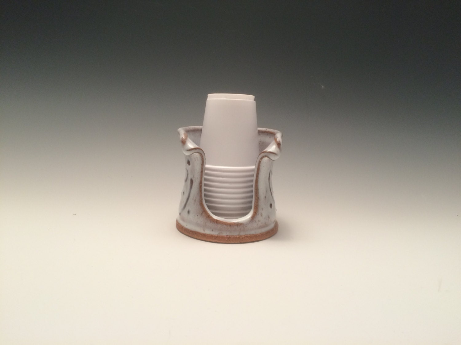 Bathroom Cup Holder 3 ounce In Transparent White Handmade