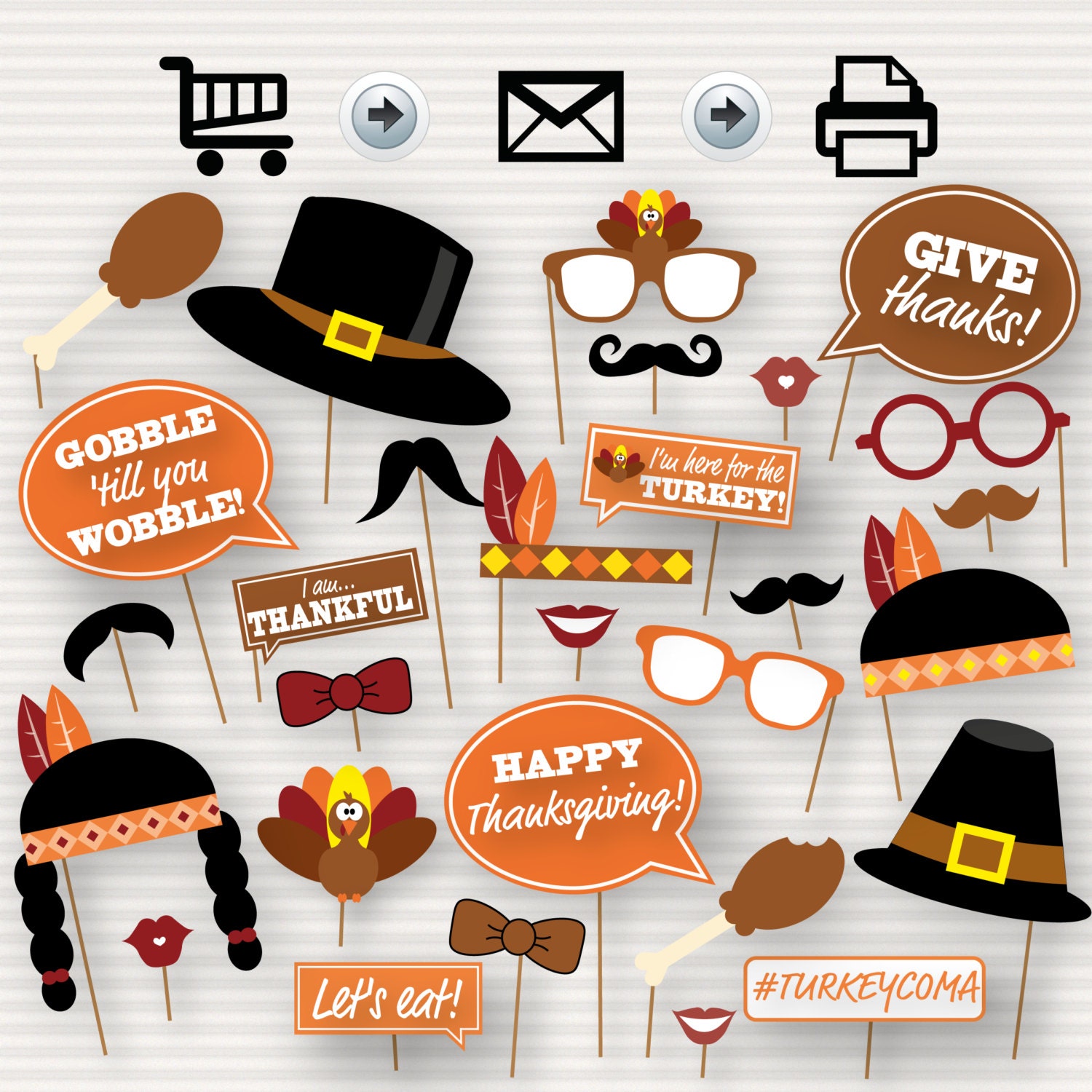 Thanksgiving Party Printable Photo Booth Props Glasses