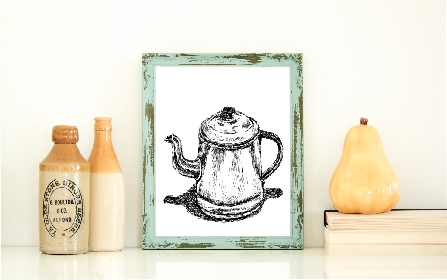 Antique teapots printable Teapot wall art by Rachelsfinelines