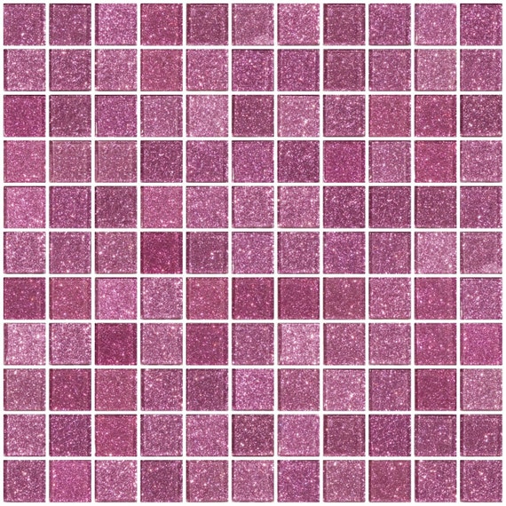 1 Inch Barbie Pink Glitter Glass Tile 4293