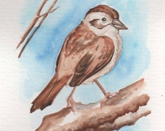 Friend on a Branch | 4x6 Original Watercolor