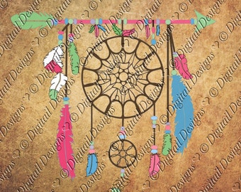 Dream Catcher SVG PNG DXF Eps Fcm Ai Cut file for Silhouette, Cricut, Scan n Cut Feathers Dreamcatcher svg