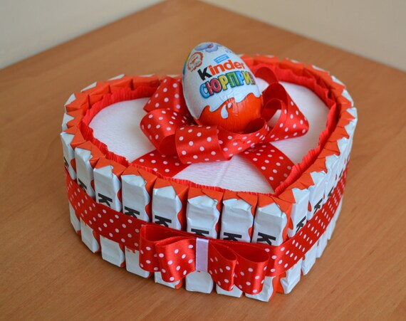 Kinder Surprise Eggs Sweet Heart Candy Bouquet Handcrafted